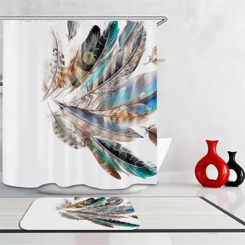 Fabric Polyester 3D Feather Printed Waterproof Shower Curtain Tropical Plants Printing Custom Curtain For Bathroom
Fabric Polyester 3D Feather Printed Waterproof Shower Curtain Tropical Plants Printing Custom Curtain For Bathroom