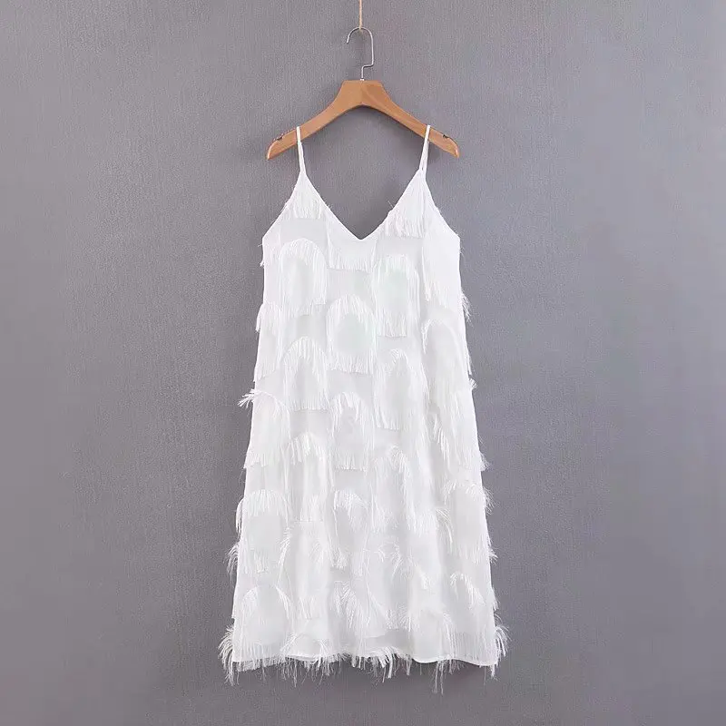 2019 women sexy v neck sleeveless tassel decoration white sling dress ladies sweet backless vestidos casual party dresses DS2324
2019 women sexy v neck sleeveless tassel decoration white sling dress ladies sweet backless vestidos casual party dresses DS2324