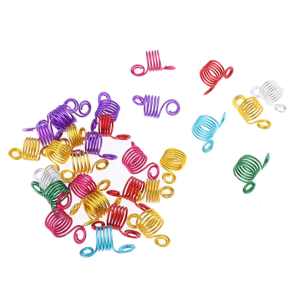 30Pcs Hair Coil Dreadlocks Twisted Braid Wig Pendants Spring Jewelry Rings 6 Colors 30Pcs Hair Coil Dreadlocks Twisted Braid Wig Pendants Spring Jewelry Rings 6 Colors