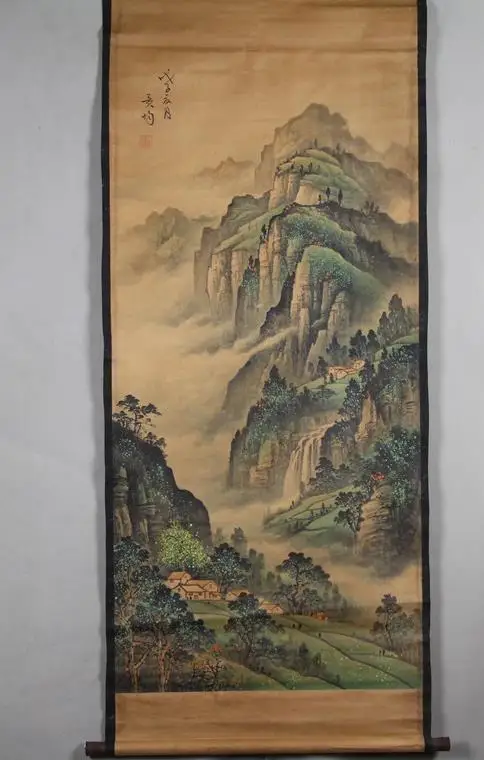 Rare Hand-painted QingDyansty Vertical scroll reel antique calligraphy painting,Landscape scenery painting, free shipping
Rare Hand-painted QingDyansty Vertical scroll reel antique calligraphy painting,Landscape scenery painting, free shipping