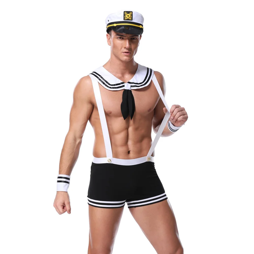 

Adult Men Sexy Sailor Costume Hot Erotic Sexy Slim Fit White Seaman Uniform Carnival Festival Halloween Male Costumes