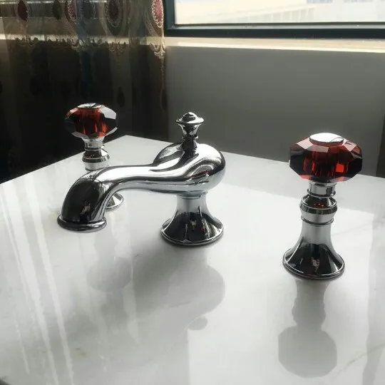 Chrome clour 8 inch widespread bathroom Lavatory Sink faucet wine red Crystal handles tap deck mounted
Chrome clour 8 inch widespread bathroom Lavatory Sink faucet wine red Crystal handles tap deck mounted