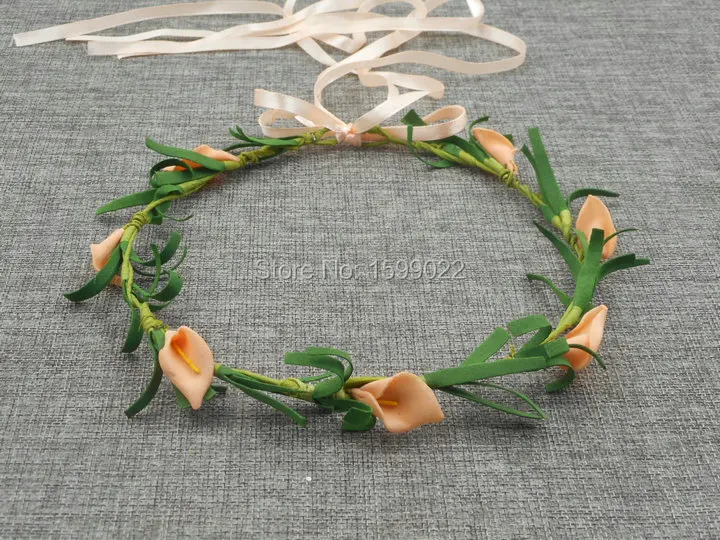 6pcs/lot Adjustable Flower Crowns with Ribbons Foam Green Leaf Calla Lily Hair Accessories Quinceanera Birthday Party Headpiece
6pcs/lot Adjustable Flower Crowns with Ribbons Foam Green Leaf Calla Lily Hair Accessories Quinceanera Birthday Party Headpiece