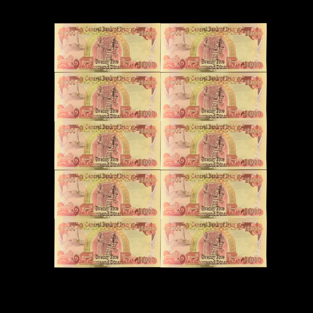10pcs/lot Nice Iraq Gold Banknote 25000 Dinar Banknotes In Decorations Collectibles Gifts
10pcs/lot Nice Iraq Gold Banknote 25000 Dinar Banknotes In Decorations Collectibles Gifts