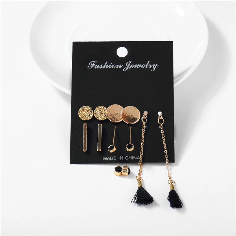 Vintage Long Tassel Earrings Sets For Women Trendy Black Round Gold Color Drop Earrings Female Jewelry Gift 2019 New Arrival
Vintage Long Tassel Earrings Sets For Women Trendy Black Round Gold Color Drop Earrings Female Jewelry Gift 2019 New Arrival