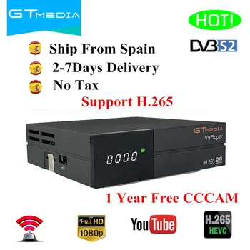 Freesate V9 Super satellite receiver+1 year Spain CCCAM DVB-S2 H.265 decoder with built-in WIFI tv box same as Gemedia v8 NOVA
Freesate V9 Super satellite receiver+1 year Spain CCCAM DVB-S2 H.265 decoder with built-in WIFI tv box same as Gemedia v8 NOVA