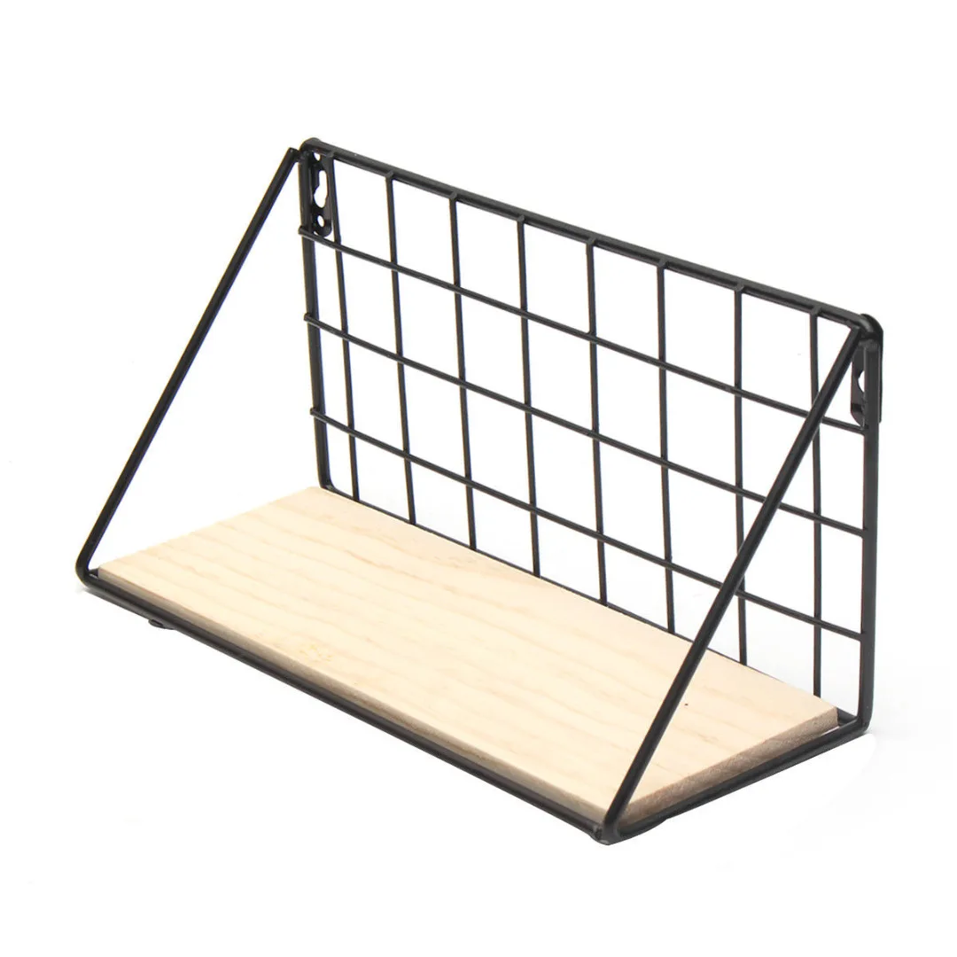 Hot Wooden Iron Storage Holders Home Storage Shelf Wall Hanging Storage Box Flower Pots Book Storage Racks Decoration Organizer