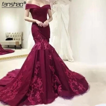 Burgundy Evening Dress Mermaid Off Shoulder Lace Tulle Long New Arrival Prom Dress robe de soiree Prom Dress
Burgundy Evening Dress Mermaid Off Shoulder Lace Tulle Long New Arrival Prom Dress robe de soiree Prom Dress