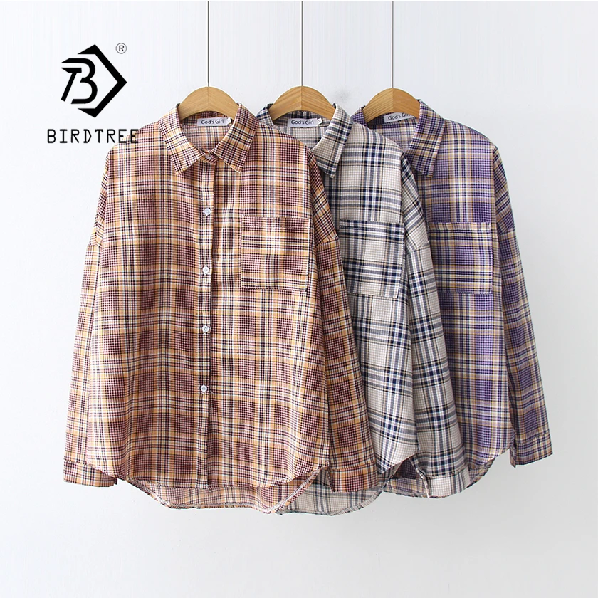 2019 NEW Plaid Shirt Button Up Turn Down Collar Long Sleeve Blouse Pruple Shirt Loose Girls Casual Top Feminina Blusa T93602F
2019 NEW Plaid Shirt Button Up Turn Down Collar Long Sleeve Blouse Pruple Shirt Loose Girls Casual Top Feminina Blusa T93602F