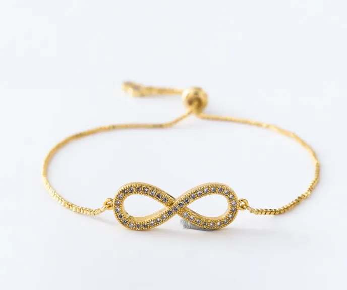 gold silver Chain micro pave cz Zircon Cubic Zirconia bracelet rope adjusted Macrame eight Bangle ghk6 Fashion women | Украшения и