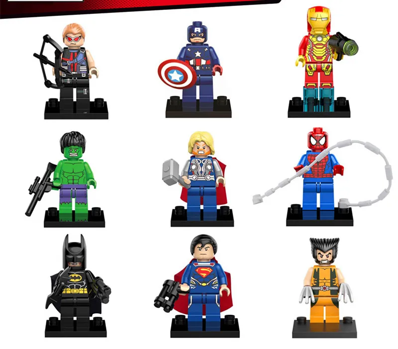 90PCS OF Classic Super Heroes Iron man Spiderman Batman Thor Hulk Captain America DIY Figure Building Blocks Toy
90PCS OF Classic Super Heroes Iron man Spiderman Batman Thor Hulk Captain America DIY Figure Building Blocks Toy