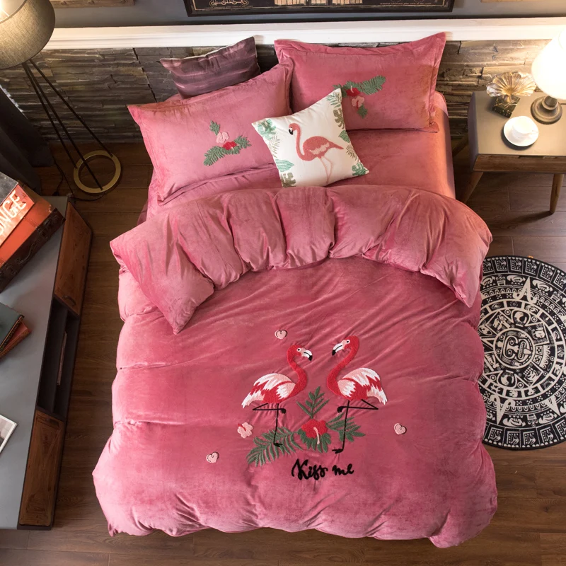 Flamingos Bedding Set Flannel Soft Queen King 2 Size Bed Linen 4pcs/Set Duvet Cover Set Pastoral Bed Sheet AB Side Pillowcase
Flamingos Bedding Set Flannel Soft Queen King 2 Size Bed Linen 4pcs/Set Duvet Cover Set Pastoral Bed Sheet AB Side Pillowcase