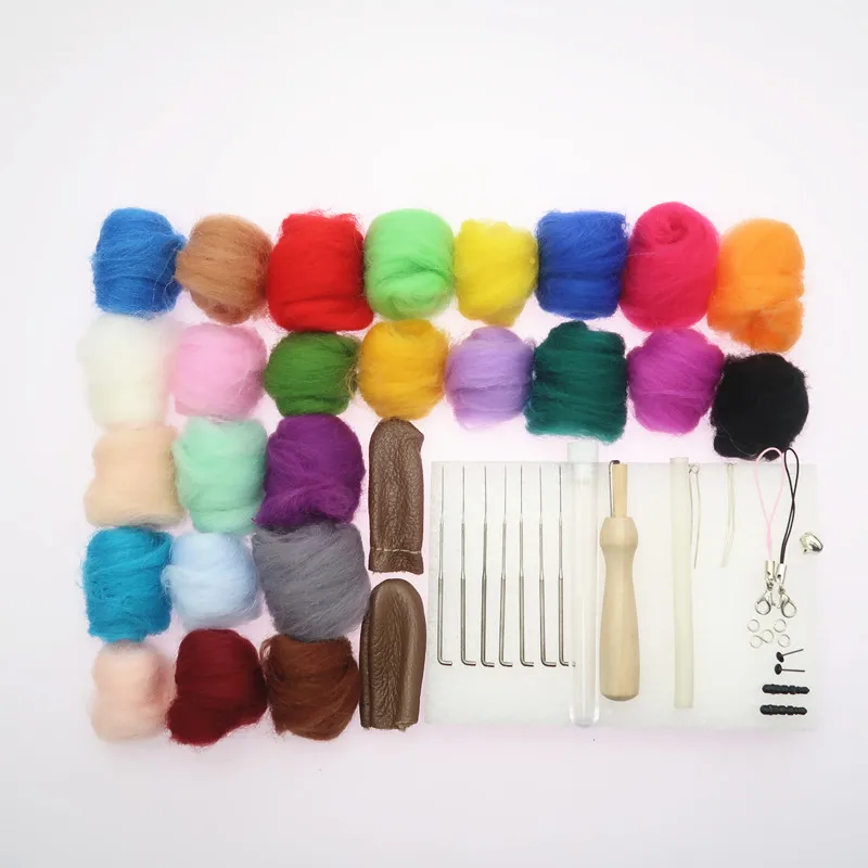 25 Colors Wool Felt Roving Wool Felting Tool Kit Fiber Material with Felt Needle Set Weaving Needlework Spinning Craft Kits
25 Colors Wool Felt Roving Wool Felting Tool Kit Fiber Material with Felt Needle Set Weaving Needlework Spinning Craft Kits