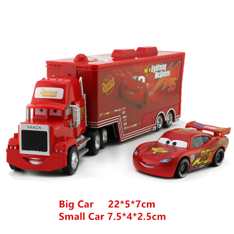 Disney Pixar Cars 21 стиль Mack Truck + маленький автомобиль McQueen 1:55 литой металлический сплав и