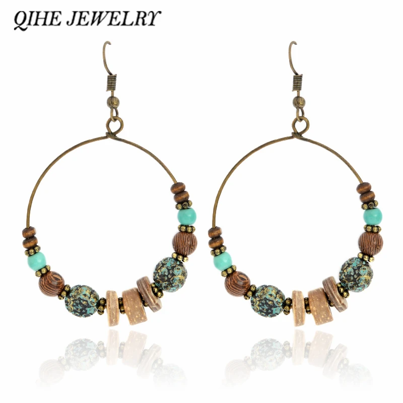 QIHE JEWELRY Round Wire Earrings With Wooden Beads Blue Stone Modern Fashion Statement Jewelry pendientes mujer moda
QIHE JEWELRY Round Wire Earrings With Wooden Beads Blue Stone Modern Fashion Statement Jewelry pendientes mujer moda
