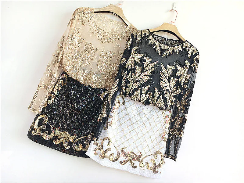 2019 Polyester Full Woman 2 Piece Suit Fashion Heavy Work Beaded Sequins Long-sleeved Shirt + Bag Hip Skirt Two-piece Women
2019 Polyester Full Woman 2 Piece Suit Fashion Heavy Work Beaded Sequins Long-sleeved Shirt + Bag Hip Skirt Two-piece Women
