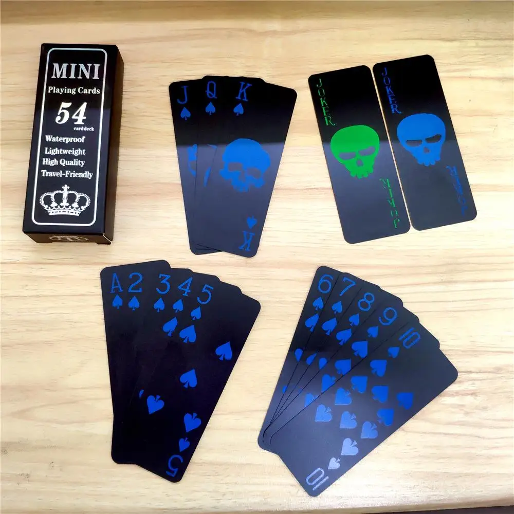 54 Card/deck New pattern Baccarat Plastic Waterproof Mini Black Playing Cards Game Texas Hold'em Poker Cards Board Games cards
54 Card/deck New pattern Baccarat Plastic Waterproof Mini Black Playing Cards Game Texas Hold'em Poker Cards Board Games cards