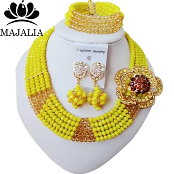 Majalia Trendy Nigeria Wedding African Beads Jewelry Set Opaque yellow Crystal Necklace Bridal Jewelry Sets 3CS008
Majalia Trendy Nigeria Wedding African Beads Jewelry Set Opaque yellow Crystal Necklace Bridal Jewelry Sets 3CS008