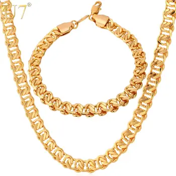 U7 Necklace Set Men Jewelry Wholesale Trendy Gold Color 7 MM Chain Necklace Bracelet Jewelry Set S564
U7 Necklace Set Men Jewelry Wholesale Trendy Gold Color 7 MM Chain Necklace Bracelet Jewelry Set S564