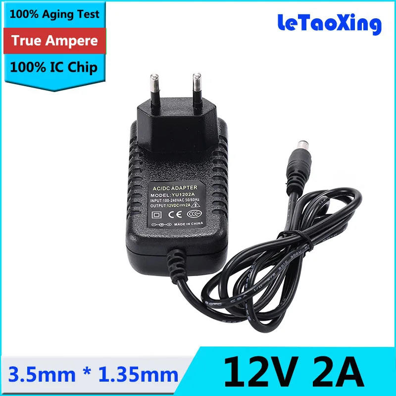 

AC 100-240V to DC 12V 2A Power Adapter Supply, 12V 1.5A 3.5mm x 1.35mm Charger adaptor 3.5mm*1.35mm With IC Chip EU UE Plug