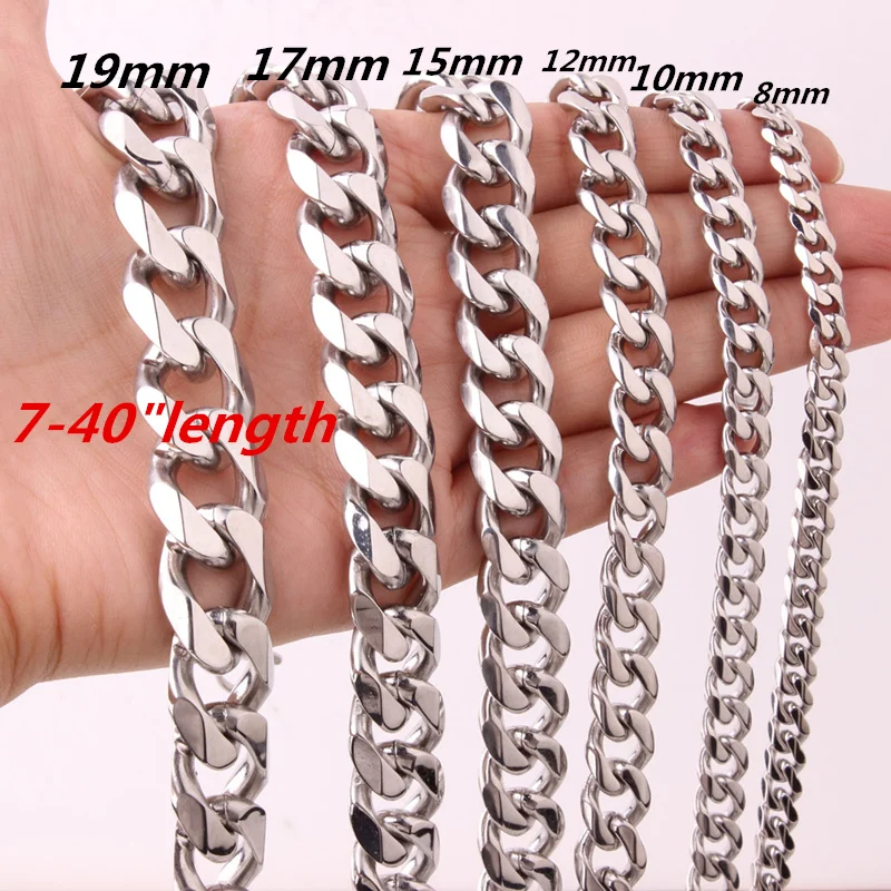 5/8/10/12/15/17/19mm Mens Cool 316L Stainless Steel Silver Curb Cuban Link Chain Necklace or Bracelet Bangles 7-40" Gift Jewelry
5/8/10/12/15/17/19mm Mens Cool 316L Stainless Steel Silver Curb Cuban Link Chain Necklace or Bracelet Bangles 7-40" Gift Jewelry