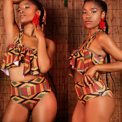 Women African Print Geometric Bikini Set Swimwear Strap Push-Up Ruffles Bra High Waist Swimsuit Beachwear Summer
Women African Print Geometric Bikini Set Swimwear Strap Push-Up Ruffles Bra High Waist Swimsuit Beachwear Summer