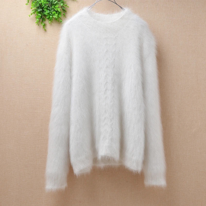 Women winter warm white real hairy plush mink cashmere slim o-neck angora rabbit fur long sleeves knitwear pullover sweater coat
Women winter warm white real hairy plush mink cashmere slim o-neck angora rabbit fur long sleeves knitwear pullover sweater coat