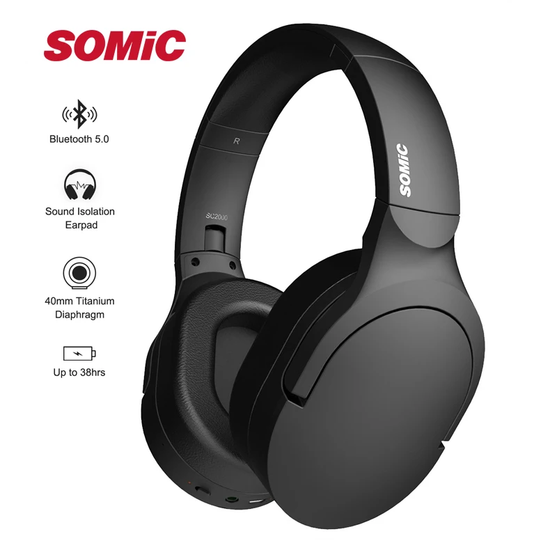 Somic SC2000BT high quality music stereo 5.0 Bluetooth wireless microphone headset + wired 3.5mm audio cable Bluetooth headset
Somic SC2000BT high quality music stereo 5.0 Bluetooth wireless microphone headset + wired 3.5mm audio cable Bluetooth headset