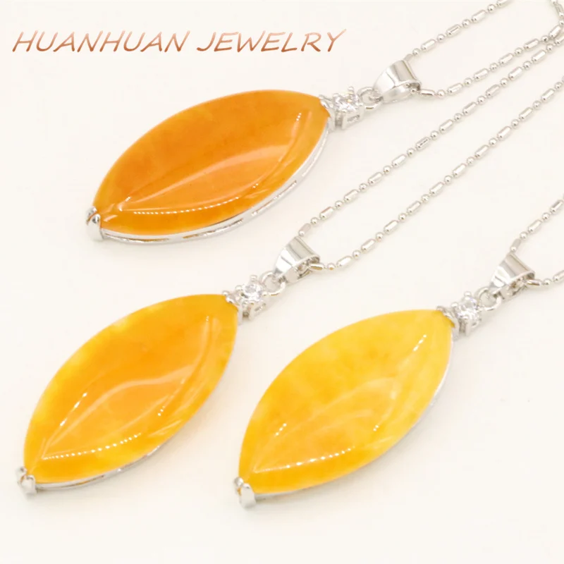Stainles Steel Chain 18x46mm Yellow Natural Stone Pendant Women Jades Chalcedony Marquise Necklace Pendants Choker Jewelry B3362
Stainles Steel Chain 18x46mm Yellow Natural Stone Pendant Women Jades Chalcedony Marquise Necklace Pendants Choker Jewelry B3362
