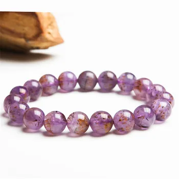 10mm Genuine Purple Natural Cacoxenite Rutilated Quartz Crystal Clear Round Bead Stretch Bracelets For Women Female
10mm Genuine Purple Natural Cacoxenite Rutilated Quartz Crystal Clear Round Bead Stretch Bracelets For Women Female