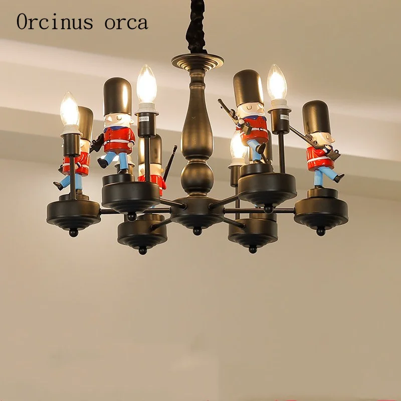 Creative British soldier chandelier children bedroom boy bedroom lamp American modern simplified doll doll cartoon pendant lamp
Creative British soldier chandelier children bedroom boy bedroom lamp American modern simplified doll doll cartoon pendant lamp