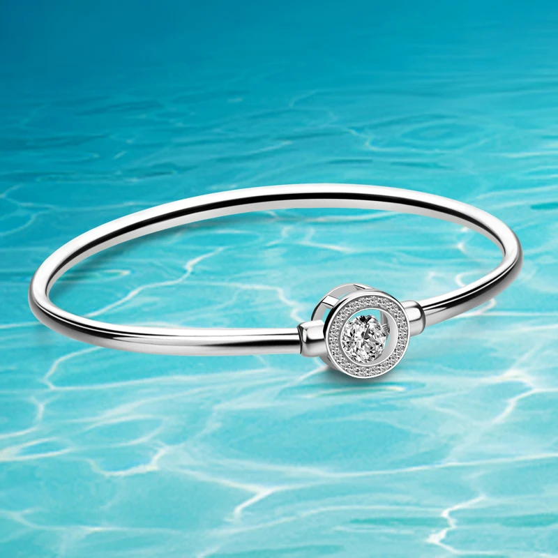 Real 925 Sterling Silver Round Bangles Simple Trendy zircon Bangles & Bracelet for Women Lady Fine Jewelry Present
Real 925 Sterling Silver Round Bangles Simple Trendy zircon Bangles & Bracelet for Women Lady Fine Jewelry Present