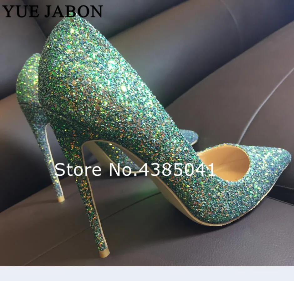 YUE JABON Green Glitter bling bling wedding shoes 8/10/12cm high heel pumps sexy stiletto heels party shoes for women OL shoes
YUE JABON Green Glitter bling bling wedding shoes 8/10/12cm high heel pumps sexy stiletto heels party shoes for women OL shoes