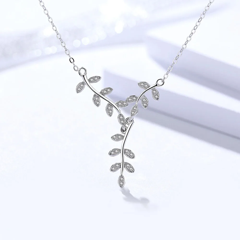 Authentic 925 Sterling Silver Fashion Branches Leaves Crystal Pendant Cross Chain Necklaces For Women Wedding Party Jewelry Gift
Authentic 925 Sterling Silver Fashion Branches Leaves Crystal Pendant Cross Chain Necklaces For Women Wedding Party Jewelry Gift