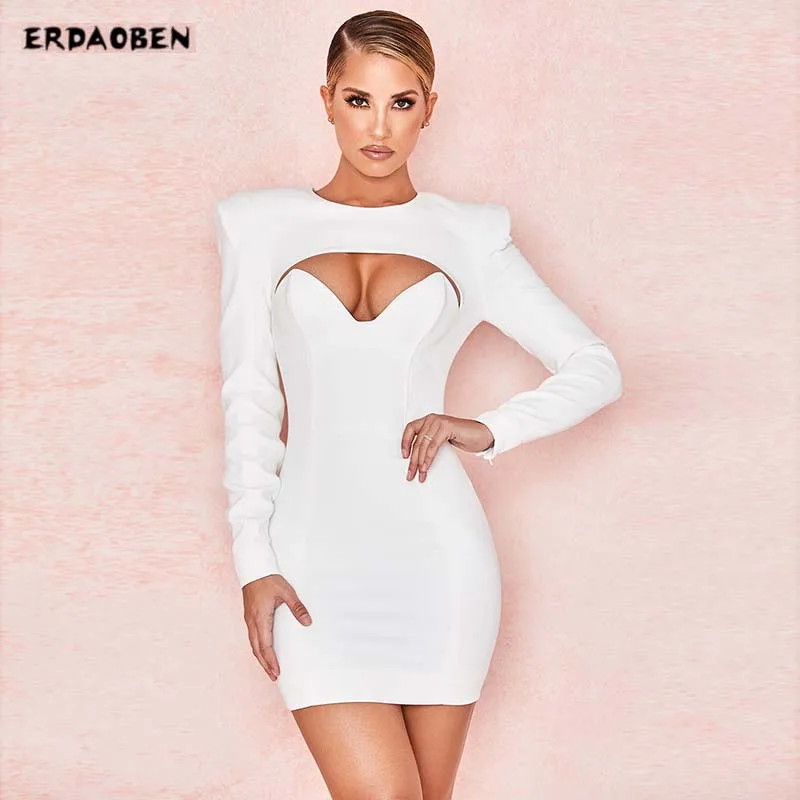 ERDAOBEN Bandage Dress Women Elegant Celebrity Evening Party Dress Vestido Sexy long Sleeve White Mini Club Dress C9002
ERDAOBEN Bandage Dress Women Elegant Celebrity Evening Party Dress Vestido Sexy long Sleeve White Mini Club Dress C9002