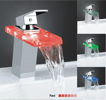 led waterfall basin bathroom faucet light with led lights change color according to water temperature
led waterfall basin bathroom faucet light with led lights change color according to water temperature