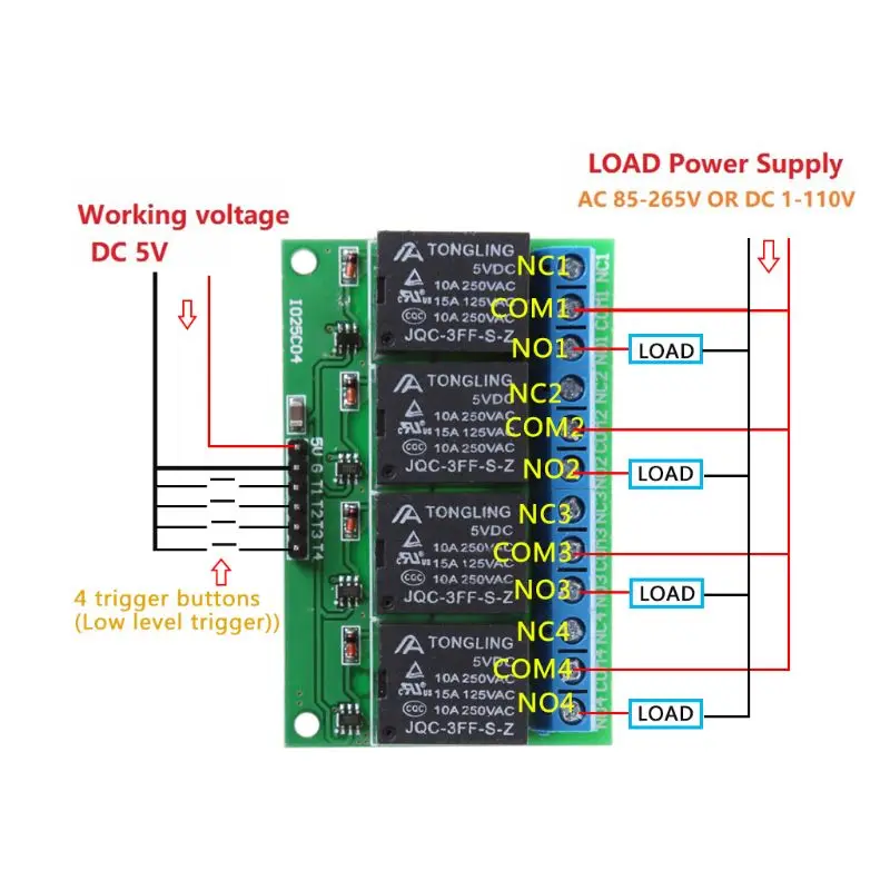 Hot Sale 4 Channel 5V Relay Module Self-locking Controller Low Pulse Trigger Board IO25C04
Hot Sale 4 Channel 5V Relay Module Self-locking Controller Low Pulse Trigger Board IO25C04