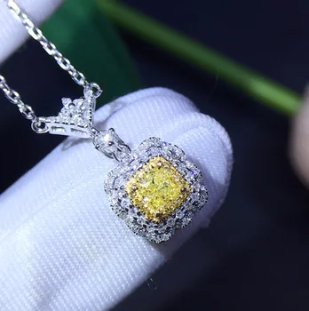 Fine Jewelry Real 18K White Gold AU750 0.27ct Yellow Diamond Necklace Gemstones Pendants for Women Fine Necklace TX
Fine Jewelry Real 18K White Gold AU750 0.27ct Yellow Diamond Necklace Gemstones Pendants for Women Fine Necklace TX
