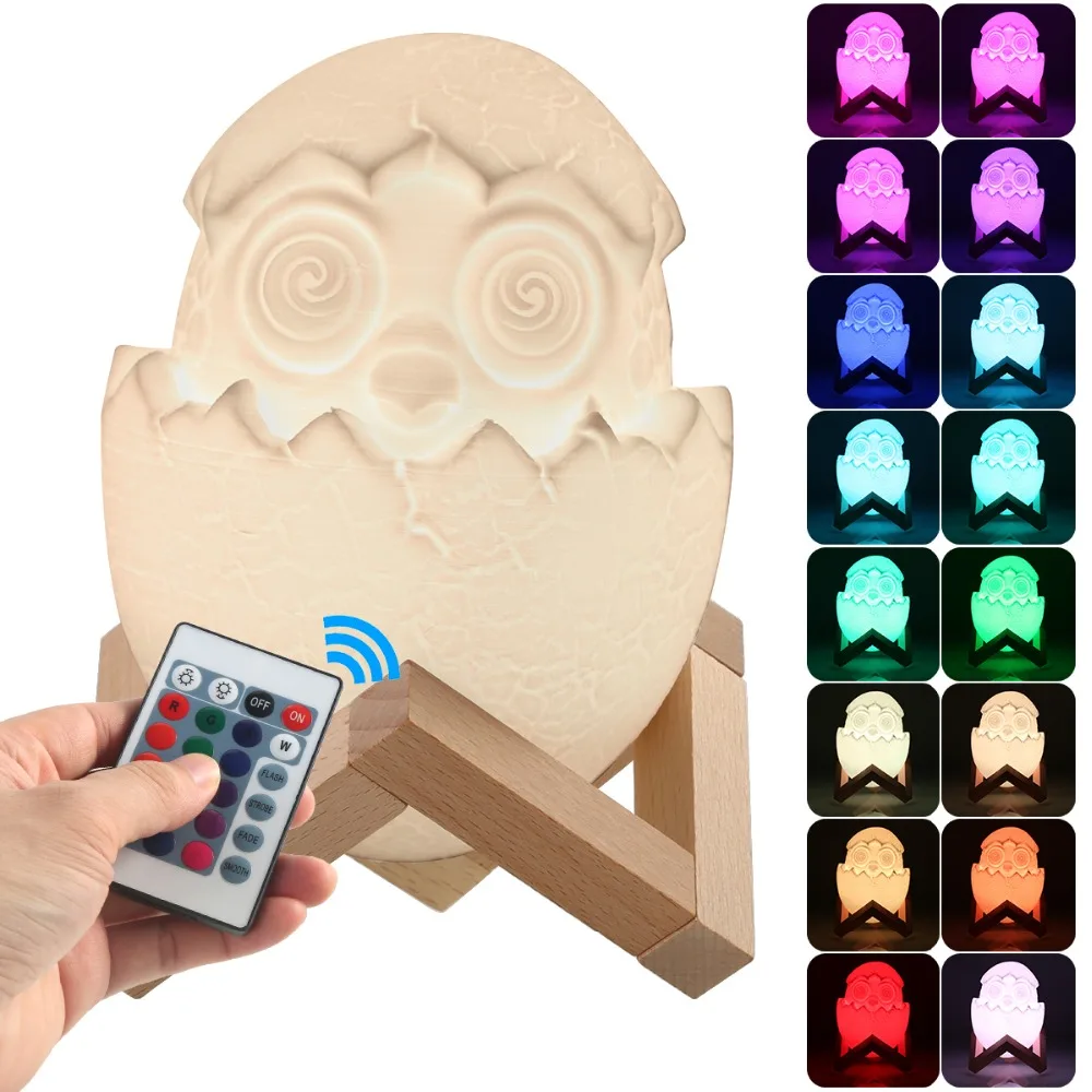 3D Dinosaur Baby Egg Shell Sheep Lamp 16 Color Dimmable Rechargeable LED Light Remote Control Kid Toy Wood Stand Table Decor
3D Dinosaur Baby Egg Shell Sheep Lamp 16 Color Dimmable Rechargeable LED Light Remote Control Kid Toy Wood Stand Table Decor