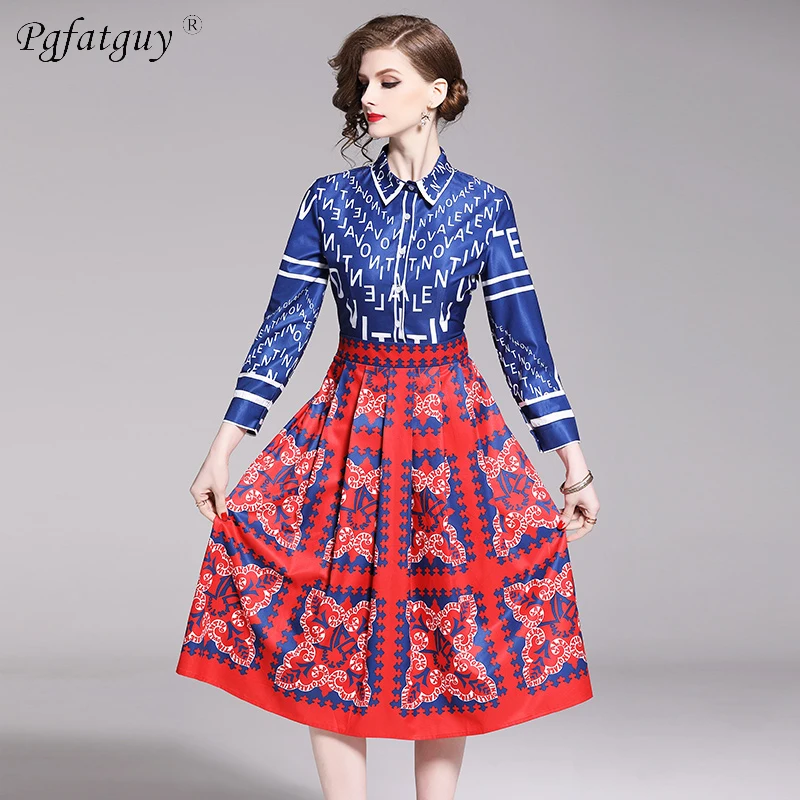 2019 Spring Summer Newest Runway Designer Female Dress Women's Long Sleeve Shirt Collar Hit Collar Printed Midi Pleated Dress
2019 Spring Summer Newest Runway Designer Female Dress Women's Long Sleeve Shirt Collar Hit Collar Printed Midi Pleated Dress