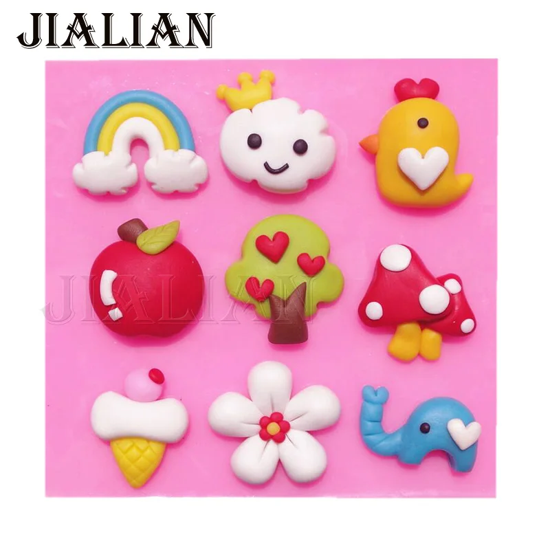 3D Ice cream Heart mushroom Apple rainbow Flowers chick Fondant chocolate silicone mold for cake decorating tools T0828
3D Ice cream Heart mushroom Apple rainbow Flowers chick Fondant chocolate silicone mold for cake decorating tools T0828
