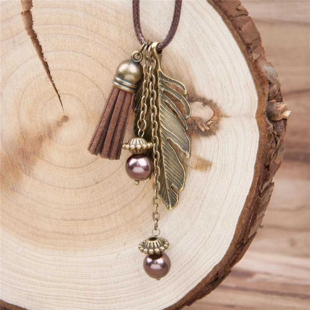 Doreen Box Handmade Fashion Tassel Pendant Necklace Feather PU Necklace Link Chain Bronze 46.5cm long brown 1 Piece for women
Doreen Box Handmade Fashion Tassel Pendant Necklace Feather PU Necklace Link Chain Bronze 46.5cm long brown 1 Piece for women