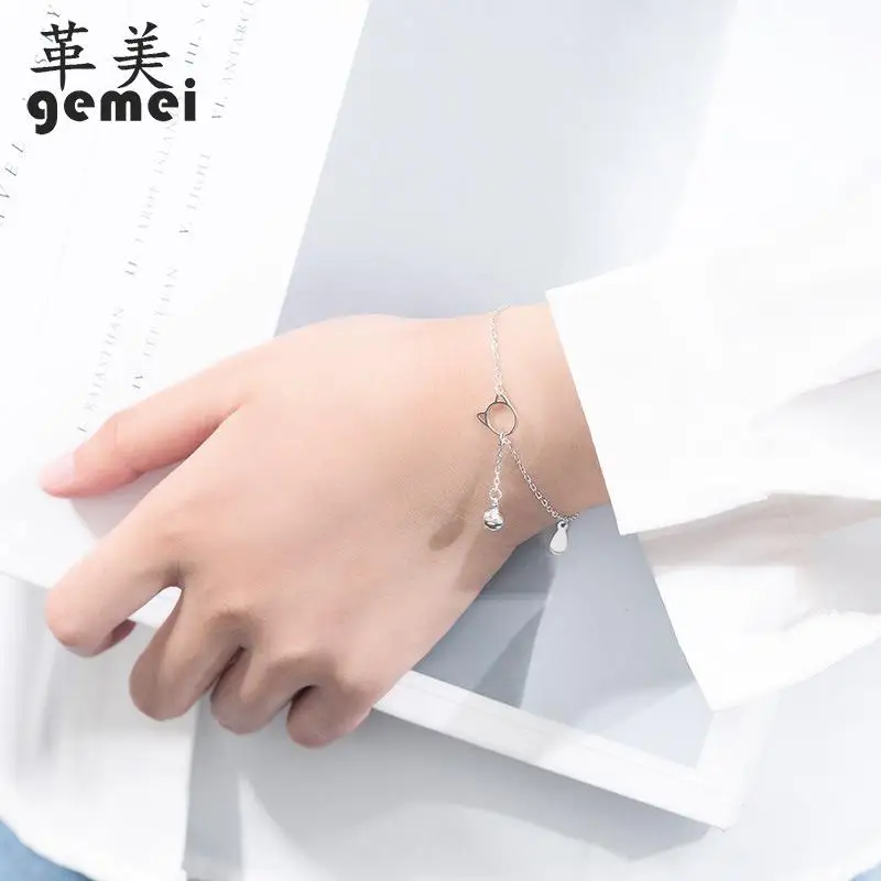 Gemei 100% 925 Sterling Silver Cat Bell Charm Bracelets For Women Simple Fashion Party Jewelry
Gemei 100% 925 Sterling Silver Cat Bell Charm Bracelets For Women Simple Fashion Party Jewelry