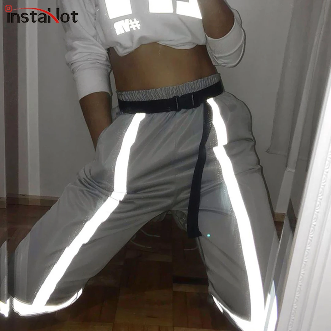 InstaHot Stripe Reflective Flash Cargo Pants Women Loose Streetwear Elastic Waist Harajuku Hippie Harem Pants Autumn Trousers
InstaHot Stripe Reflective Flash Cargo Pants Women Loose Streetwear Elastic Waist Harajuku Hippie Harem Pants Autumn Trousers