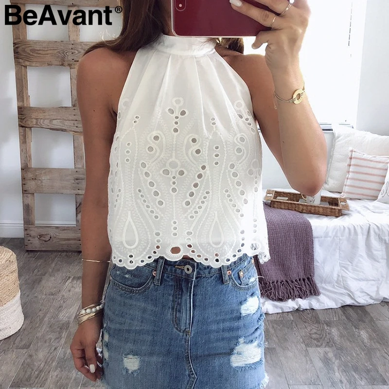 BeAvant Vintage stand neck women tank tops White sleeveless lace embroidery summer tops female Casual streetwear ladies camisole
BeAvant Vintage stand neck women tank tops White sleeveless lace embroidery summer tops female Casual streetwear ladies camisole