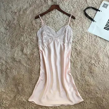 Brand backless sexy women's nightgowns summer sleeveless satin straps babydolls nightdress thin style V-neck sleepwear F64g
Brand backless sexy women's nightgowns summer sleeveless satin straps babydolls nightdress thin style V-neck sleepwear F64g