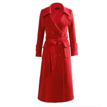 Fall Winter Women Solid Woolen Cashmere fashion Long Coat Maxi Female Belted Overcoat Double-breasted Casacos Manteau Female
Fall Winter Women Solid Woolen Cashmere fashion Long Coat Maxi Female Belted Overcoat Double-breasted Casacos Manteau Female