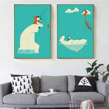 HAOCHU Nordic Glacial Polar Bear Penguin Canvas Painting for Nursery Baby Kids Room Decor Wall Art Poster Pictures No Frame
HAOCHU Nordic Glacial Polar Bear Penguin Canvas Painting for Nursery Baby Kids Room Decor Wall Art Poster Pictures No Frame