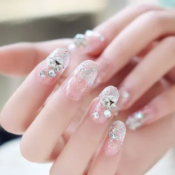 24pcs Acrylic Full Cover Nail Art Tips With Glue Bride Shining Rhinestone Wedding False Nails Ladies Sexy Party Nails Decoration
24pcs Acrylic Full Cover Nail Art Tips With Glue Bride Shining Rhinestone Wedding False Nails Ladies Sexy Party Nails Decoration
