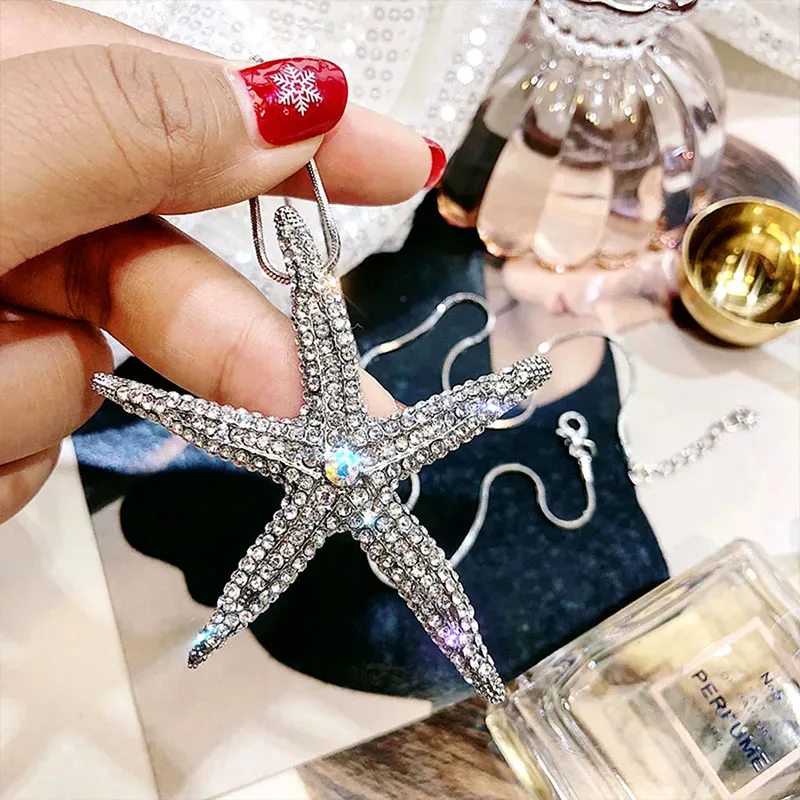 SINLEERY Fashion Full Cubic Zirconia Starfish Pendant Necklace Long Chain For Women Silver Color Jewelry Accessories MY436
SINLEERY Fashion Full Cubic Zirconia Starfish Pendant Necklace Long Chain For Women Silver Color Jewelry Accessories MY436